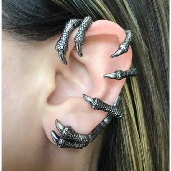 Gothic Dragon Claw Ear Cuff Wrap Earrings Punk Retro Jewelry - Picture 1 of 4